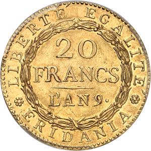 Gaule subalpine (1800-1802). 20 francs ... 