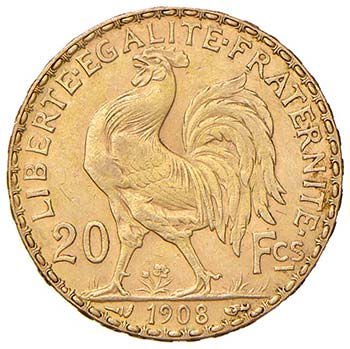 Francia - 20 Franchi 1908 - Gad. ... 