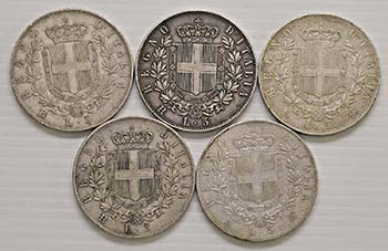 Regno dItalia - Lotto di 5 monete 