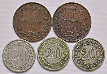 Regno dItalia - Lotto di 5 monete 