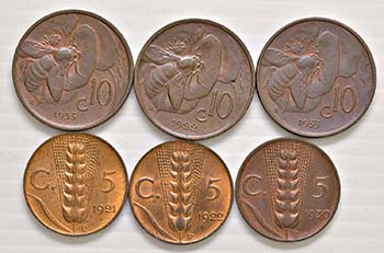 Regno dItalia - Lotto di 6 monete 