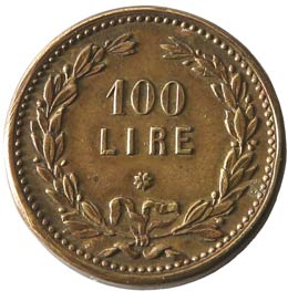 Varie. Peso monetale del 100 lire. ... 