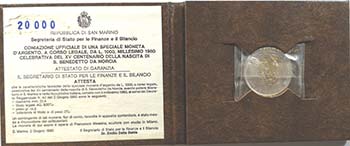 San Marino. 1000 Lire 1980. Ag. ... 