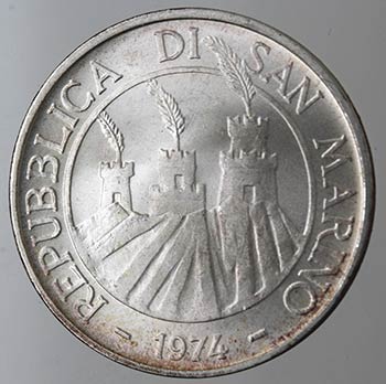 San Marino. 500 lire 1974 Focolare ... 
