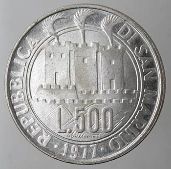 San Marino. 500 lire 1977 ... 