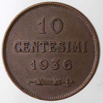 San Marino. 10 Centesimi 1936. SPL.