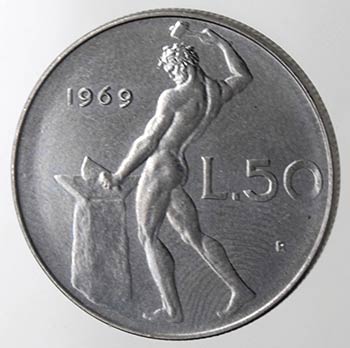 Repubblica Italiana. 50 Lire 1969. ... 