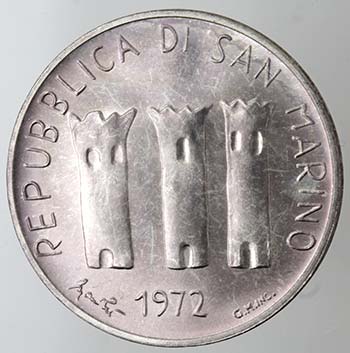 San Marino. 500 lire 1972. Ag. ... 