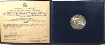 San Marino. 1000 lire 1978 150° ... 