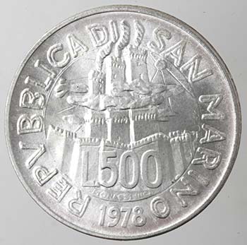 San Marino. 500 lire 1978. Ag. ... 