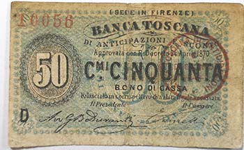 Banconote. Banca Toscana di ... 