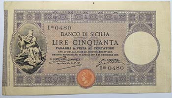 Banconote. Banco di Sicilia. 50 ... 