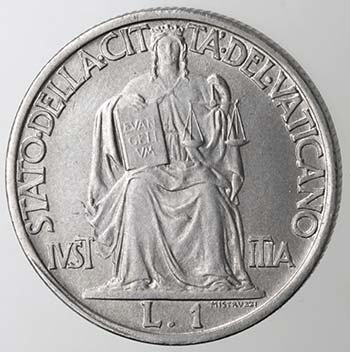 Vaticano. Pio XII. 1 Lira 1942. ... 