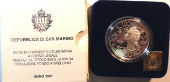 San Marino. 10000 lire 1997. Ag. ... 