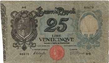 Banconote. Banco di Napoli. 25 ... 