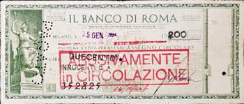 Banconote. Banco di Roma. 200 Lire ... 