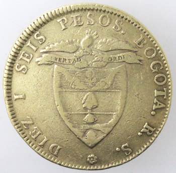 Monete Estere. Colombia. 16 Pesos ... 