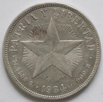 Monete Estere. Cuba. Peso 1934. Ag ... 