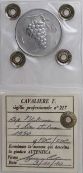 Repubblica Italiana. 5 lire 1950. ... 
