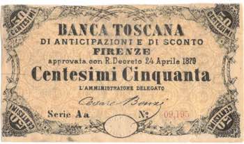 Banconote. Banca Toscana di ... 