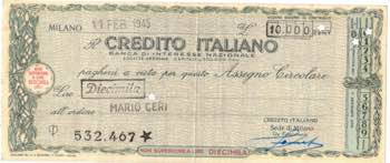 Banconote. Credito Italiano. ... 