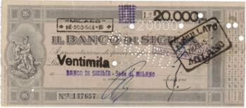 Banconote. Banco di Sicilia. ... 