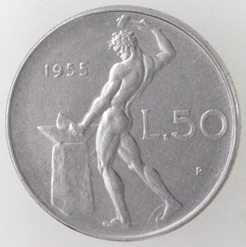Repubblica Italiana. 50 Lire 1955 ... 