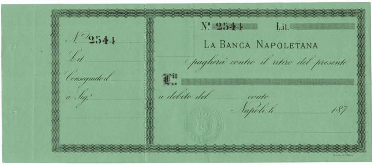 Scripofilia. Banca Napoletana. ... 