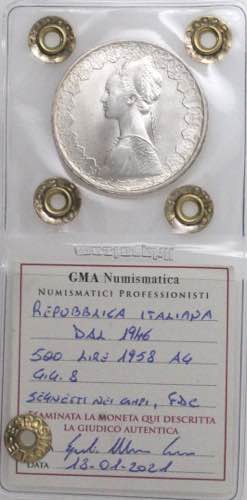 Repubblica Italiana. 500 Lire 1958 ... 