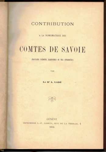 Libri. Ladè. Comtes de Savoia. ... 
