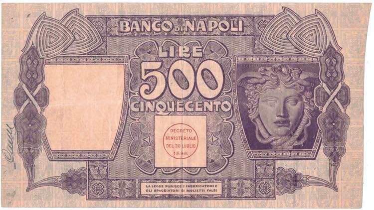 Cartamoneta. Banco di Napoli. 500 ... 