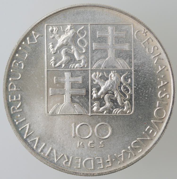 Monete Estere. Cecoslovacchia. 100 ... 