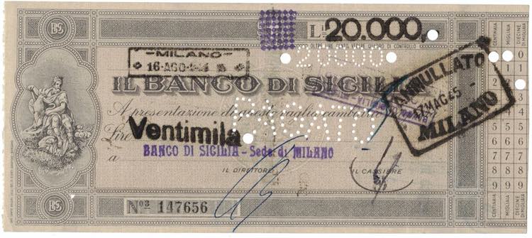 Cartamoneta. Banco di Sicilia. ... 