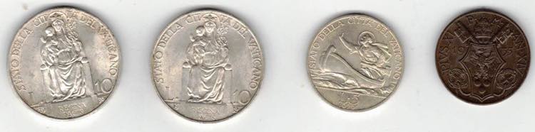 Vaticano. Lotto di 4 monete di Pio ... 