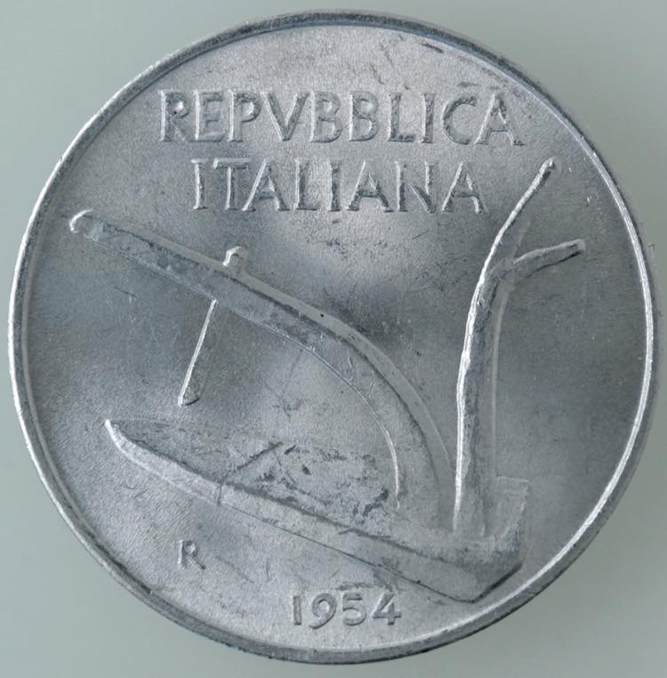 Repubblica Italiana. 10 Lire 1954. ... 