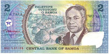 Banconote Estere. Samoa. 2 Tala. ... 