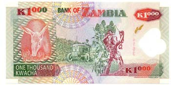 Banconote Estere. Zambia. 1000 ... 