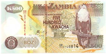 Banconote Estere. Zambia. 500 ... 