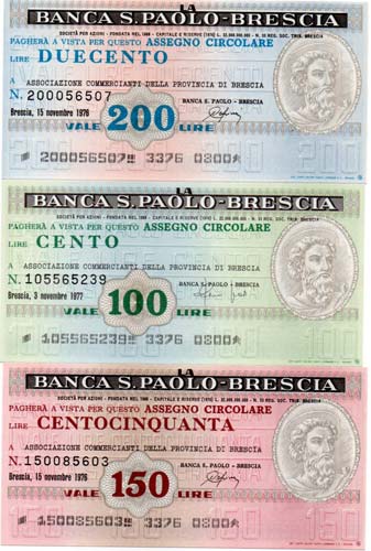 Miniassegni. Banca S. Paolo - ... 