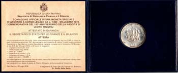San Marino. 1000 lire 1978. Ag.  ... 