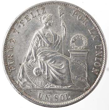 Monete Estere. Peru. 1 Sol 1874. ... 
