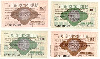 Miniassegni. Banco di Sicilia. 4 ... 