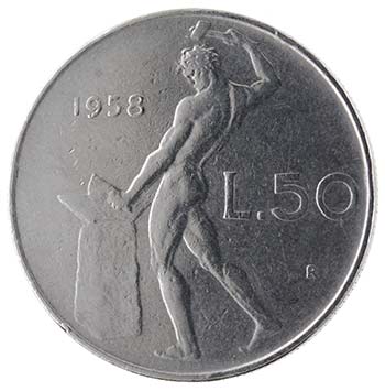 Repubblica Italiana. 50 lire  1958 ... 
