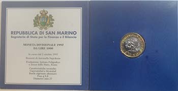 San Marino. 1000 Lire 1997. Cu-Ni ... 