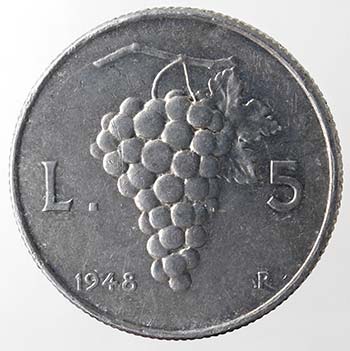Repubblica Italiana. 5 lire 1948 ... 