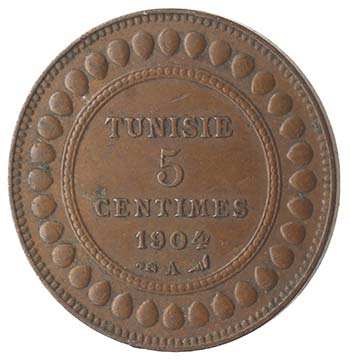 Monete Estere. Tunisia. 5 Centimes ... 