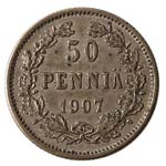 Monete Estere. Finlandia. 50 pennia 1907. ... 