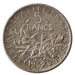 Monete Estere. Francia. 5 franchi 1962. Ag. ... 