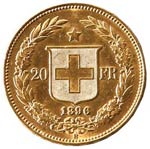 Monete Estere. Svizzera. 20 franchi 1896 ... 