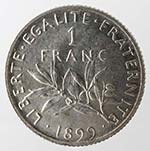 Monete Estere. Francia. Franco 1899. Ag 835. ... 